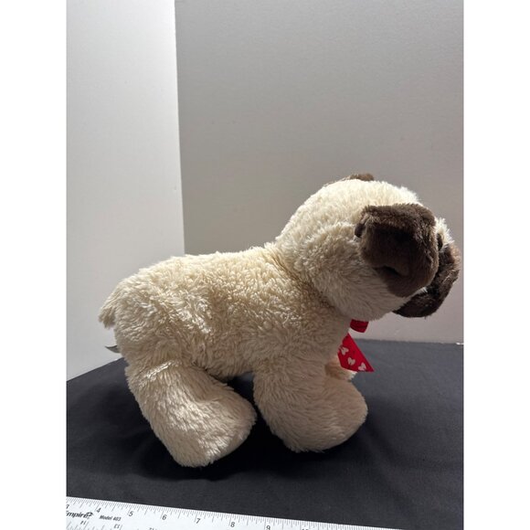 Puppy Luv Plush Pug Dog Stuffed Animal Toy 12" Beige/Brown With Heart Bow Walmar - Picture 6 of 9